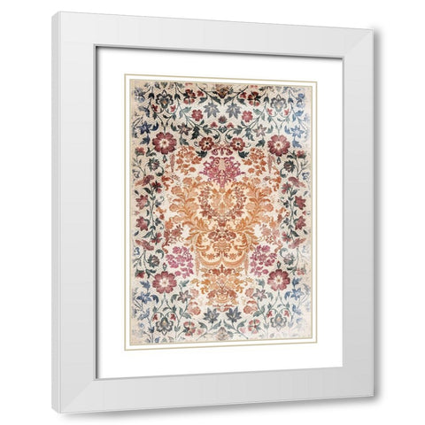 Floral Rug White Modern Wood Framed Art Print with Double Matting by Villa, Mlli