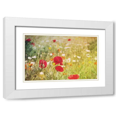Flowers On The Hill White Modern Wood Framed Art Print with Double Matting by Villa, Mlli