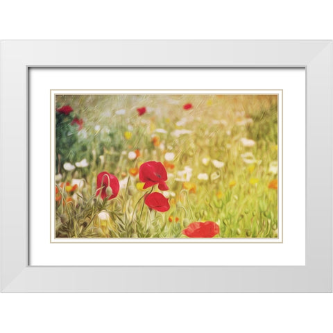 Flowers On The Hill White Modern Wood Framed Art Print with Double Matting by Villa, Mlli