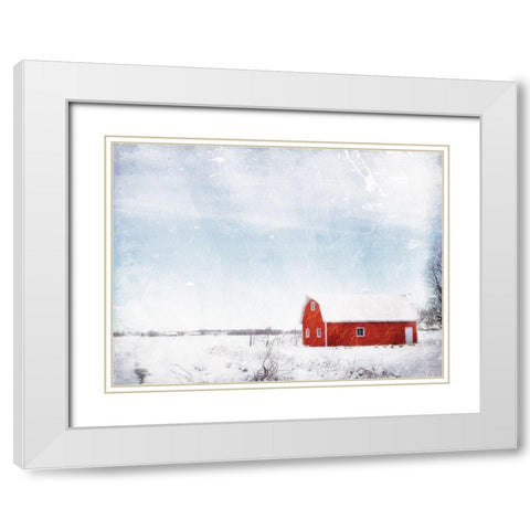 Barn In The Snow White Modern Wood Framed Art Print with Double Matting by Villa, Mlli
