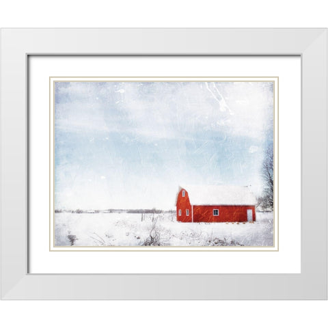 Barn In The Snow White Modern Wood Framed Art Print with Double Matting by Villa, Mlli