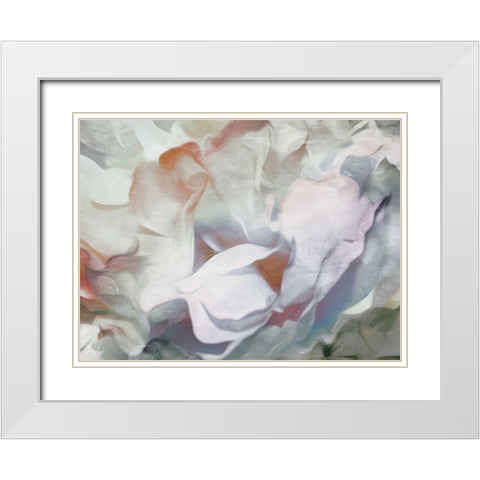 Calm Floral Abstract White Modern Wood Framed Art Print with Double Matting by Villa, Mlli