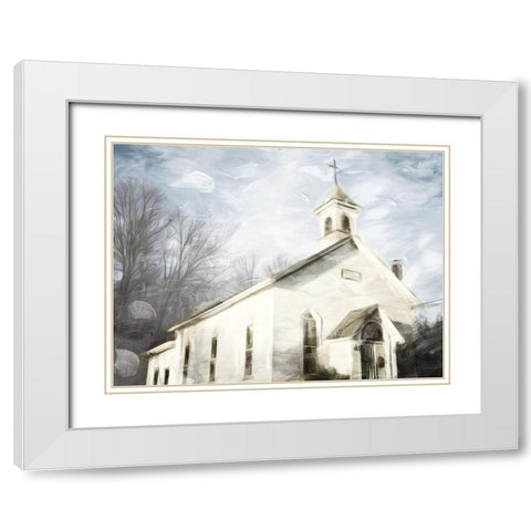 Front Of The Church White Modern Wood Framed Art Print with Double Matting by Villa, Mlli