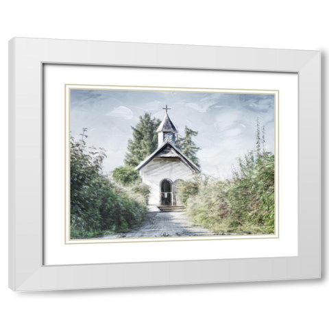 Single Church White Modern Wood Framed Art Print with Double Matting by Villa, Mlli