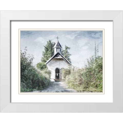 Single Church White Modern Wood Framed Art Print with Double Matting by Villa, Mlli