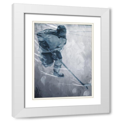 Hockey Go White Modern Wood Framed Art Print with Double Matting by Villa, Mlli