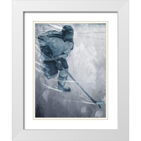 Hockey Go White Modern Wood Framed Art Print with Double Matting by Villa, Mlli