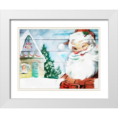 Winking Santa Painted White Modern Wood Framed Art Print with Double Matting by Villa, Mlli