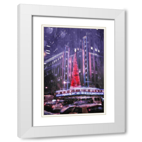Street Christmas White Modern Wood Framed Art Print with Double Matting by Villa, Mlli