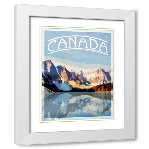Canada Mountains White Modern Wood Framed Art Print with Double Matting by Villa, Mlli