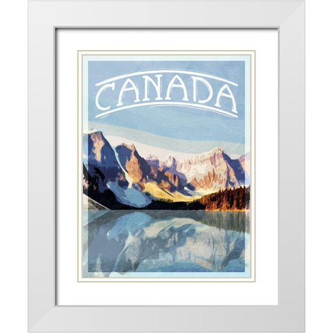 Canada Mountains White Modern Wood Framed Art Print with Double Matting by Villa, Mlli