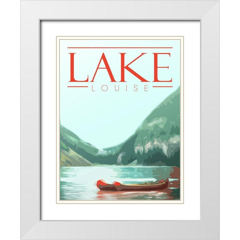Lake Louise White Modern Wood Framed Art Print with Double Matting by Villa, Mlli
