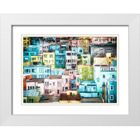 Colorful City White Modern Wood Framed Art Print with Double Matting by Villa, Mlli