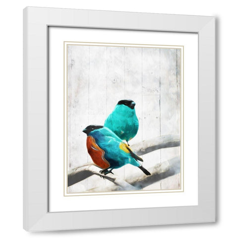 Abstract Birds White Modern Wood Framed Art Print with Double Matting by Villa, Mlli