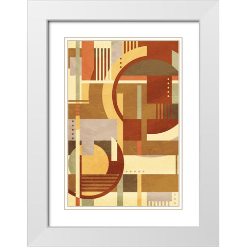 Geo Puzzle Cream White Modern Wood Framed Art Print with Double Matting by Villa, Mlli