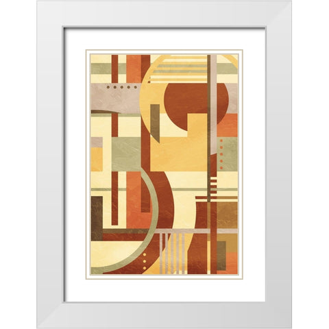 Geo Puzzle Cream Mate White Modern Wood Framed Art Print with Double Matting by Villa, Mlli