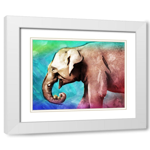 Bright Elephant White Modern Wood Framed Art Print with Double Matting by Villa, Mlli