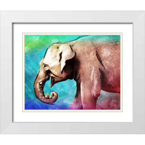 Bright Elephant White Modern Wood Framed Art Print with Double Matting by Villa, Mlli