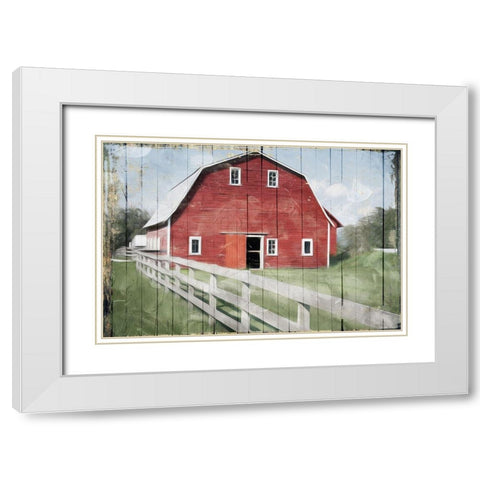 Red Barn Look Out White Modern Wood Framed Art Print with Double Matting by Villa, Mlli