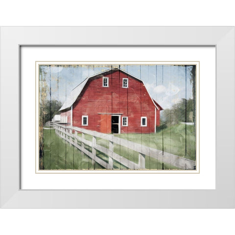 Red Barn Look Out White Modern Wood Framed Art Print with Double Matting by Villa, Mlli
