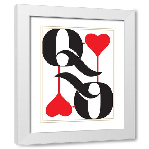 Queen Of Hearts White Modern Wood Framed Art Print with Double Matting by Villa, Mlli
