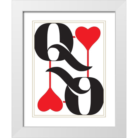 Queen Of Hearts White Modern Wood Framed Art Print with Double Matting by Villa, Mlli