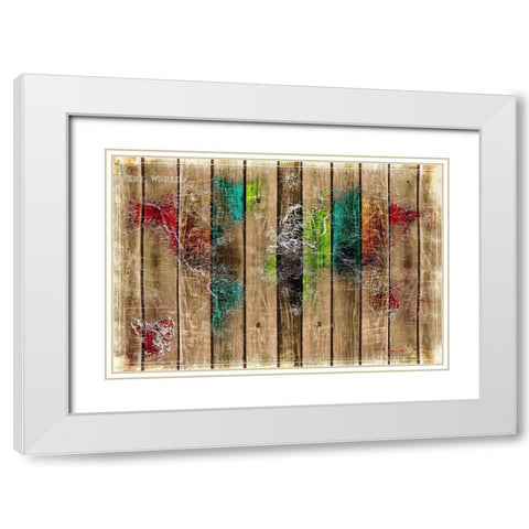 Colorful World White Modern Wood Framed Art Print with Double Matting by Villa, Mlli