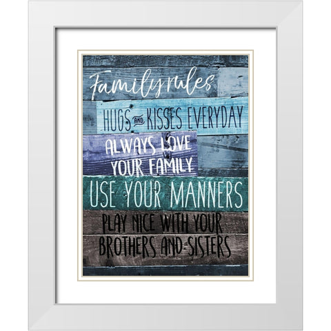 Family Rules White Modern Wood Framed Art Print with Double Matting by Villa, Mlli