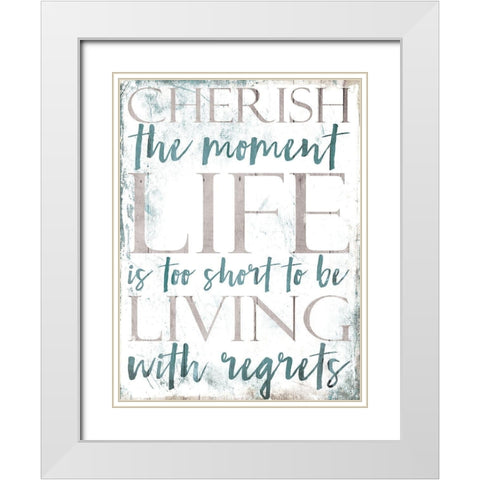 Cherish Life White Modern Wood Framed Art Print with Double Matting by Villa, Mlli