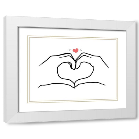 Heart White Modern Wood Framed Art Print with Double Matting by Villa, Mlli