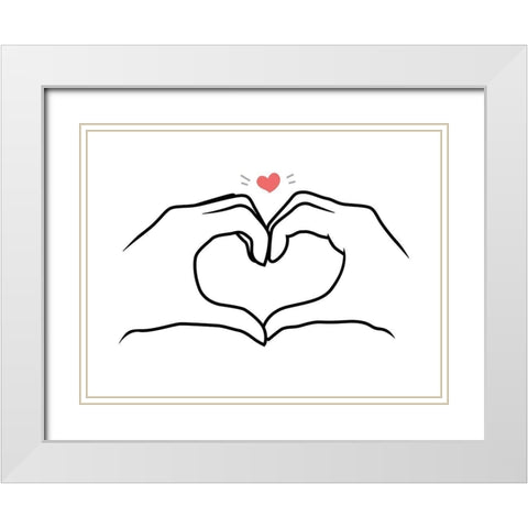 Heart White Modern Wood Framed Art Print with Double Matting by Villa, Mlli