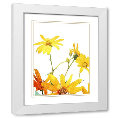 Vibrant Flowers White Modern Wood Framed Art Print with Double Matting by Villa, Mlli