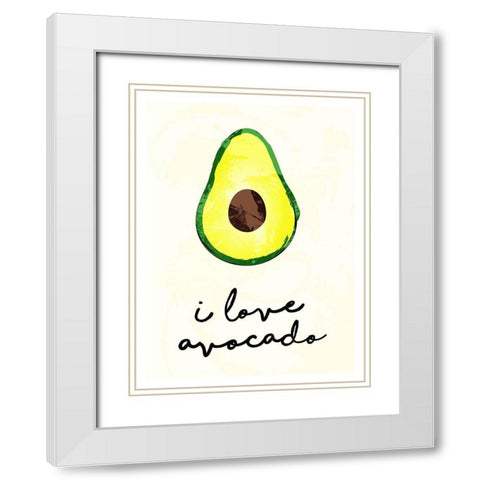 I Love Avocado White Modern Wood Framed Art Print with Double Matting by Villa, Mlli