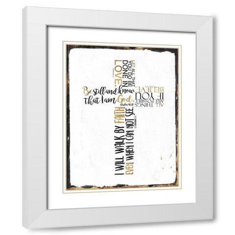 Four Quote Cross White Modern Wood Framed Art Print with Double Matting by Villa, Mlli