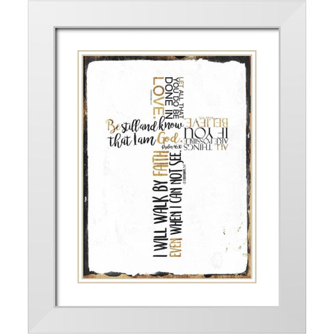 Four Quote Cross White Modern Wood Framed Art Print with Double Matting by Villa, Mlli