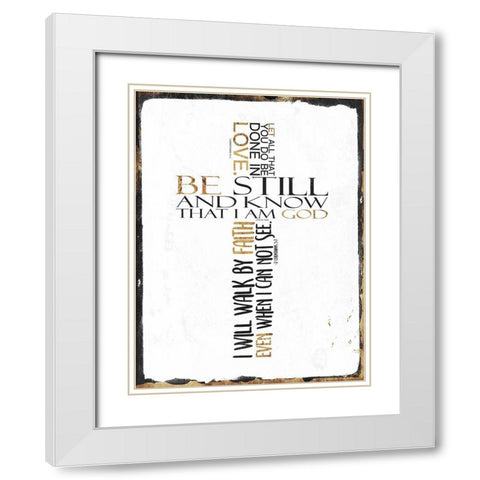 Quoted Cross White Modern Wood Framed Art Print with Double Matting by Villa, Mlli