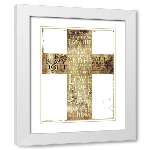 Text Gold Cross White Modern Wood Framed Art Print with Double Matting by Villa, Mlli