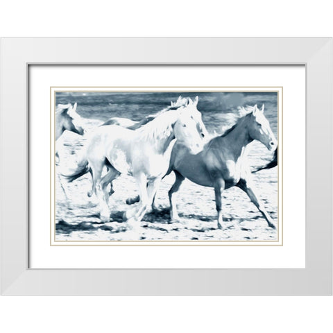 Running With The Crowd White Modern Wood Framed Art Print with Double Matting by Villa, Mlli