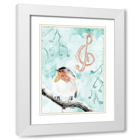Music Bird Mate White Modern Wood Framed Art Print with Double Matting by Villa, Mlli