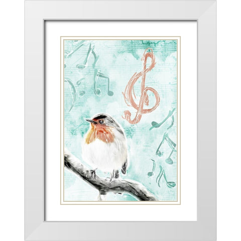 Music Bird Mate White Modern Wood Framed Art Print with Double Matting by Villa, Mlli
