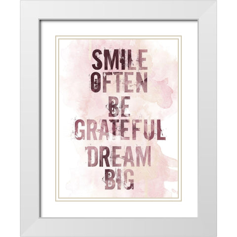 Smile Blush White Modern Wood Framed Art Print with Double Matting by Villa, Mlli