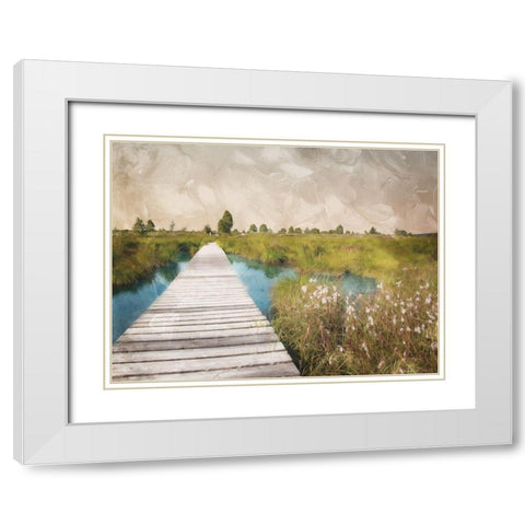 On The Marsh White Modern Wood Framed Art Print with Double Matting by Villa, Mlli