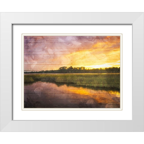 Marsh Sunset White Modern Wood Framed Art Print with Double Matting by Villa, Mlli