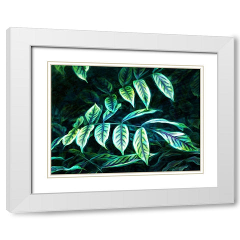 Electric Leaves White Modern Wood Framed Art Print with Double Matting by Villa, Mlli