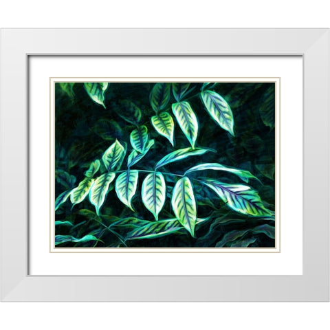 Electric Leaves White Modern Wood Framed Art Print with Double Matting by Villa, Mlli