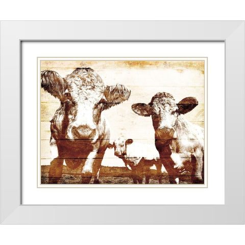 Cow Posse White Modern Wood Framed Art Print with Double Matting by Villa, Mlli
