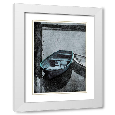 Boat In The Blue White Modern Wood Framed Art Print with Double Matting by Villa, Mlli