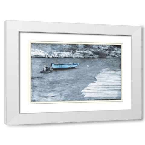 Blue Rest At Sea White Modern Wood Framed Art Print with Double Matting by Villa, Mlli