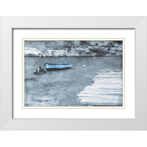 Blue Rest At Sea White Modern Wood Framed Art Print with Double Matting by Villa, Mlli