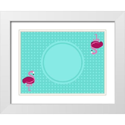 Flamingo Placemat White Modern Wood Framed Art Print with Double Matting by Villa, Mlli